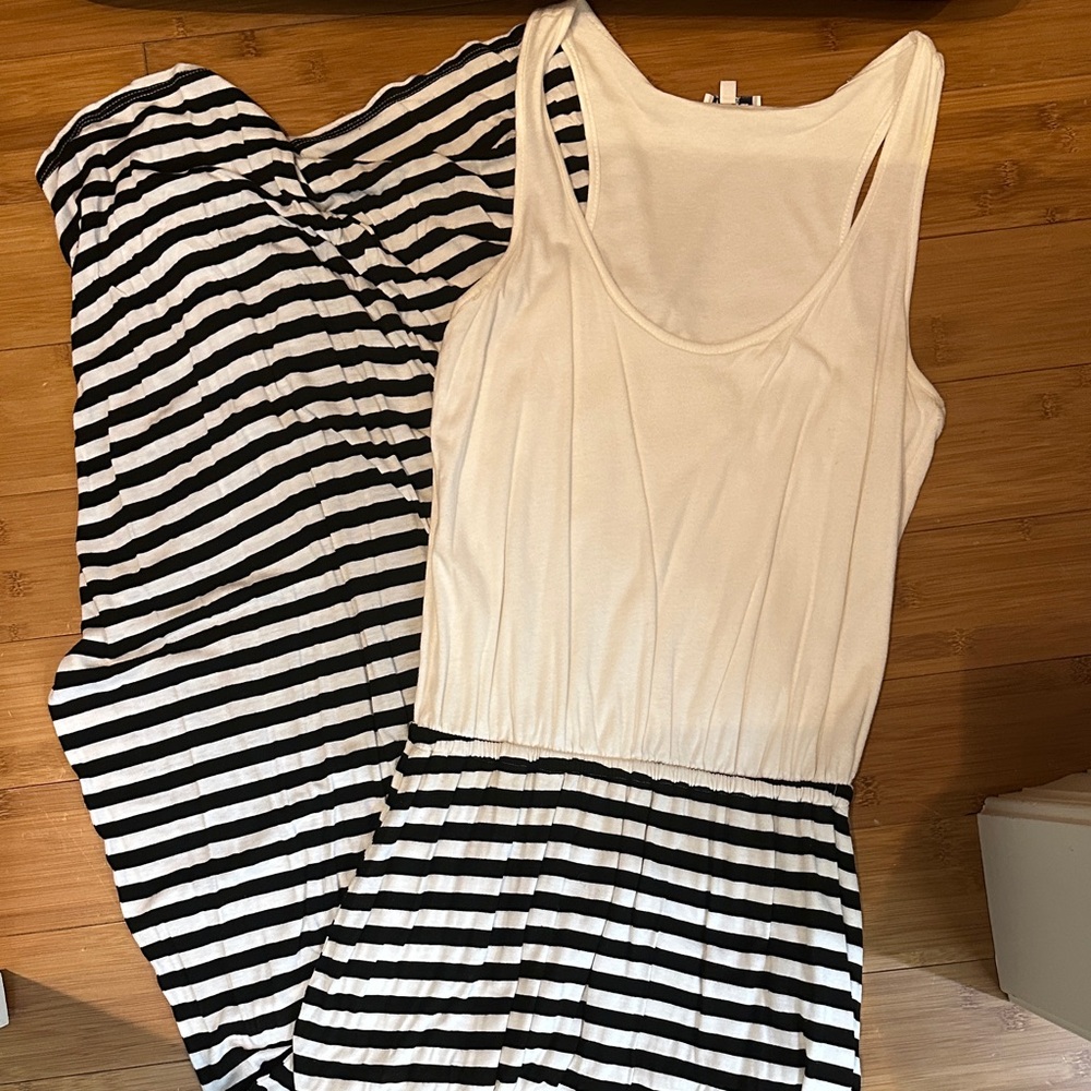 Splendid Black and White Striped Maxi Dress